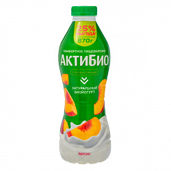 БИОЙОГУРТ АКТИБИО ПИТЬЕВОЙ ПЕРСИК 1.5% 870Г