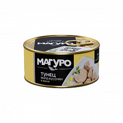 ТУНЕЦ В МАСЛЕ МАГУРО ПОЛОСАТЫЙ ФИЛЕ-КУСОЧКИ 170Г Ж/Б