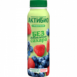 БИОЙОГУРТ АКТИБИО ПИТЬЕВОЙ КЛУБНИКА/ЧЕРНИКА 1.5% 260Г
