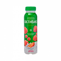 БИОЙОГУРТ АКТИБИО ПИТЬЕВОЙ КЛУБНИКА/ЗЕМЛЯНИКА 1.5% 260Г