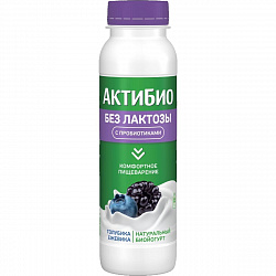 БИОЙОГУРТ АКТИБИО ПИТЬЕВОЙ БЕЗЛАКТОЗНЫЙ ГОЛУБИКА/ЕЖЕВИКА 1.5% 260Г